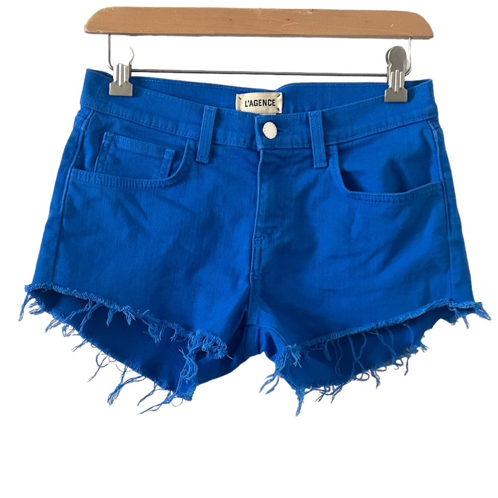 L’AGENCE Bright Blue Denim Cutoff Shorts
